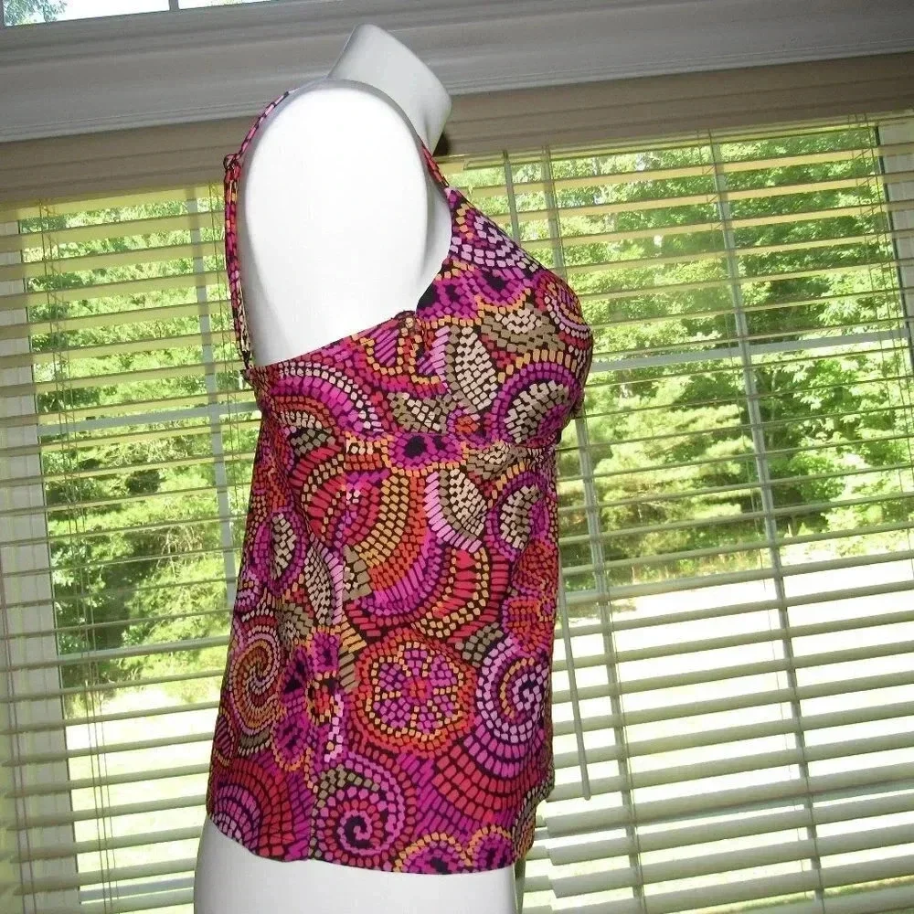Maidenform 36C Tankini Swim Top – Boho Mosaic Print, Beach Glam Vibes